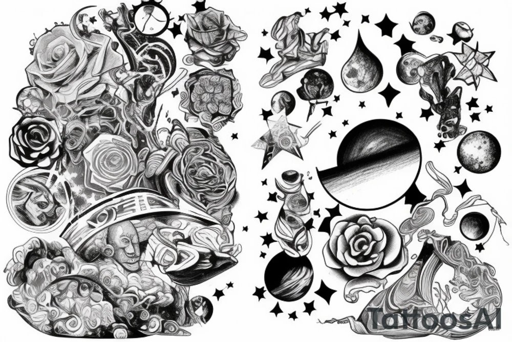 Galaxy inside statue tattoo idea