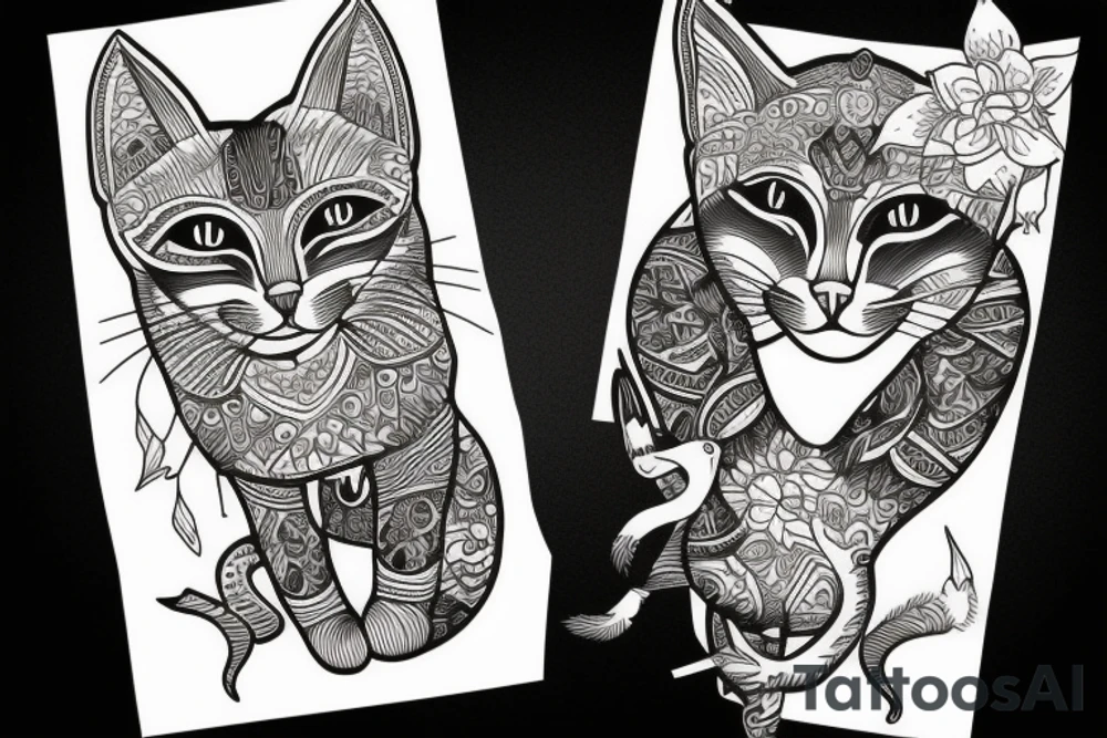 Bastet with Cat head tattoo idea
