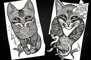 Bastet with Cat head tattoo idea