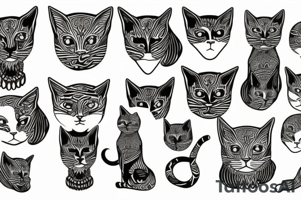 Bastet with Cat head tattoo idea
