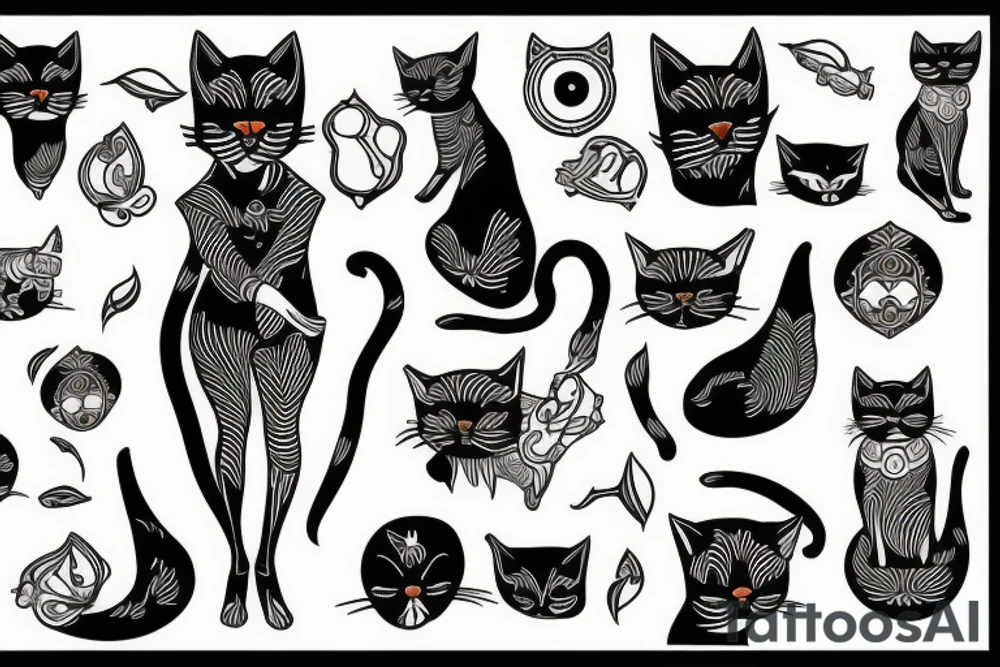 Bastet woman with Cat head tattoo idea