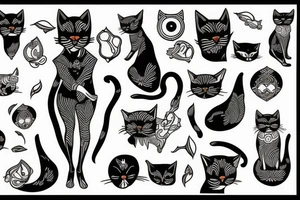 Bastet woman with Cat head tattoo idea