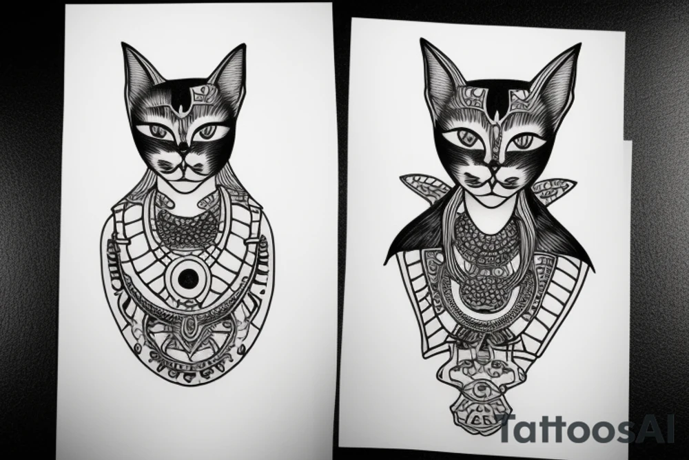 Bastet woman with Cat head tattoo idea