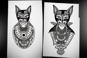 Bastet woman with Cat head tattoo idea