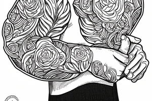 strong male hand softly holding a white lillyflower tattoo idea