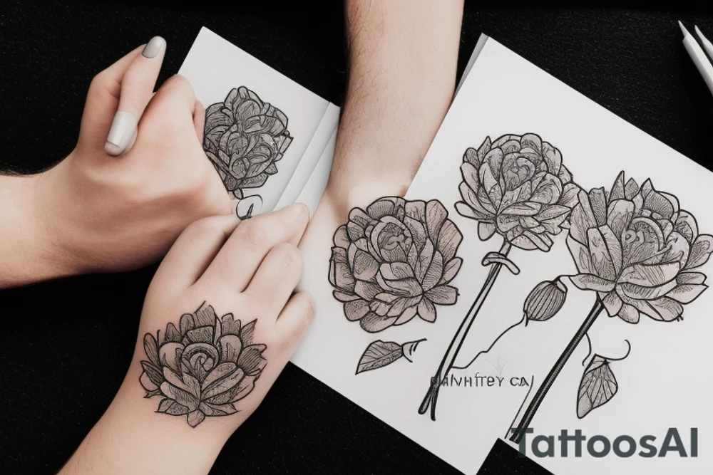 strong male hand softly holding a white lillyflower tattoo idea