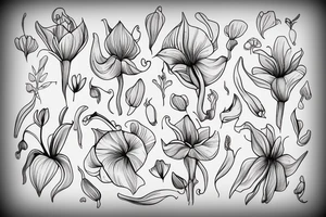a baby holding a white lilly flower tattoo idea