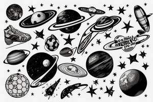 Sports and outer space tattoo idea