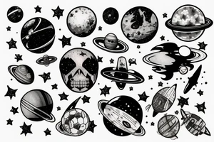 Sports and outer space tattoo idea