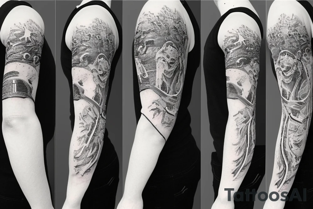 Arm sleeves with sports tattoo idea