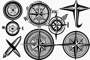Compass with plane and camper tattoo idea