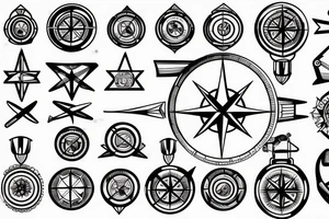 Compass with plane and camper tattoo idea