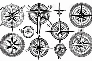 Compass with plane and camper tattoo idea