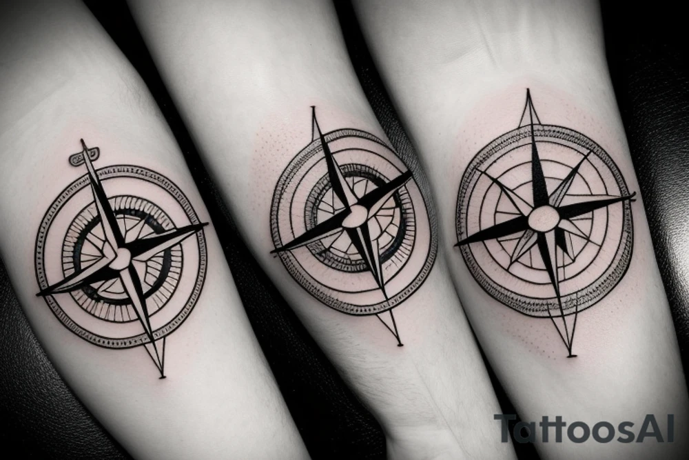 Compass with plane and camper tattoo idea