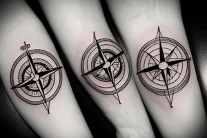 Compass with plane and camper tattoo idea