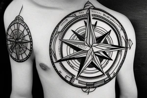 Compass with plane and camper tattoo idea
