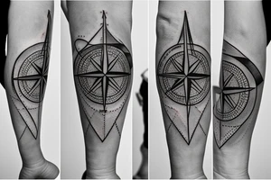 Compass with plane and camper tattoo idea