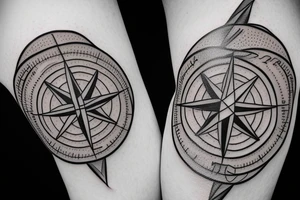 Compass with plane and camper tattoo idea