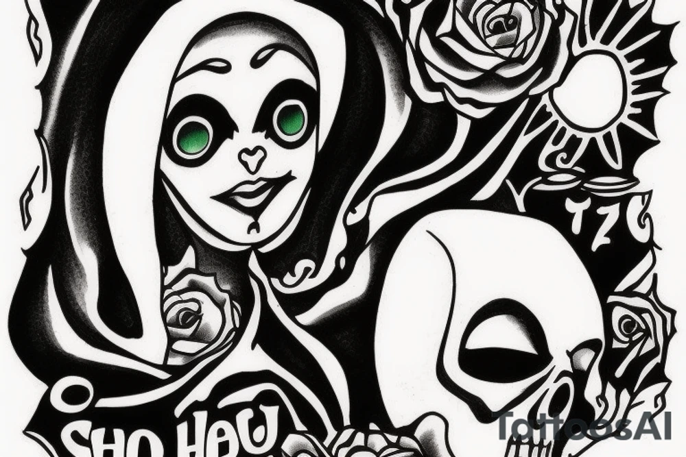 Nun saying shh the devil is sleeping tattoo idea