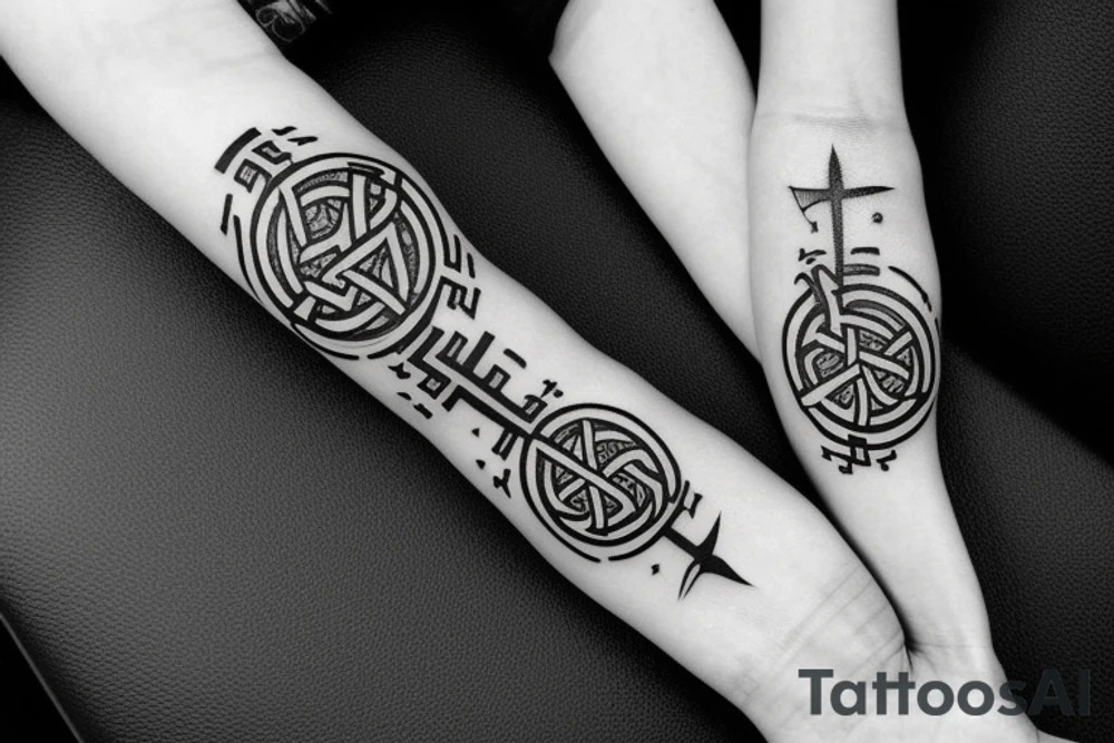 Norse forearm bands with runes tattoo idea