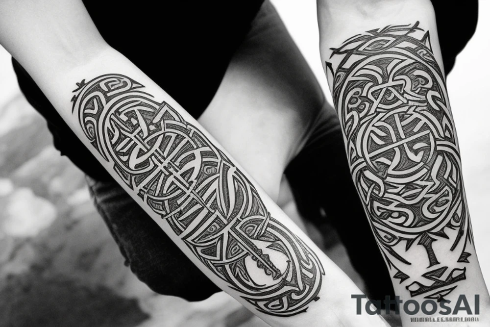 Norse forearm bands with runes tattoo idea