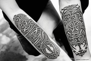 Norse forearm bands with runes tattoo idea