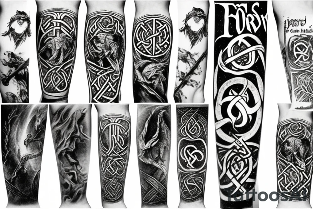 Norse forearm bands with runes
Lord of the rings inspired images tattoo idea