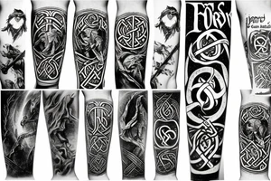 Norse forearm bands with runes
Lord of the rings inspired images tattoo idea