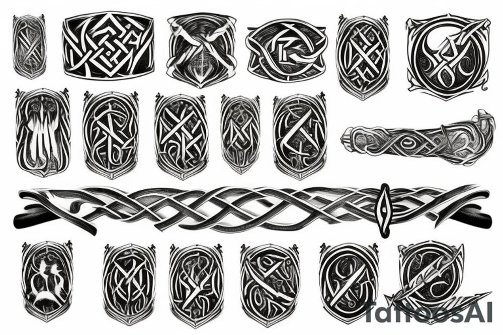 Norse forearm bands with runes
Lord of the rings inspired images tattoo idea