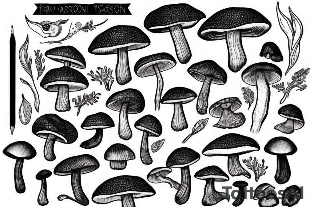 mushroom raven tattoo idea