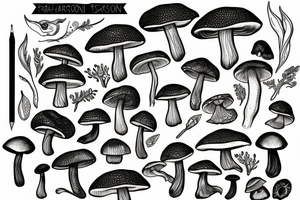mushroom raven tattoo idea