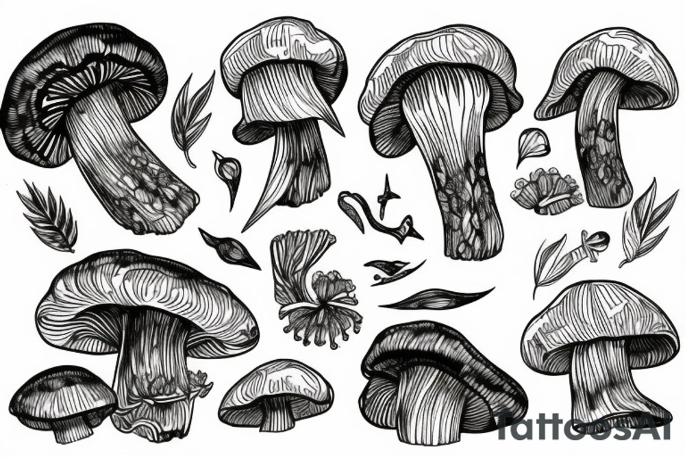 mushroom raven tattoo idea
