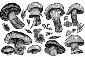 mushroom raven tattoo idea