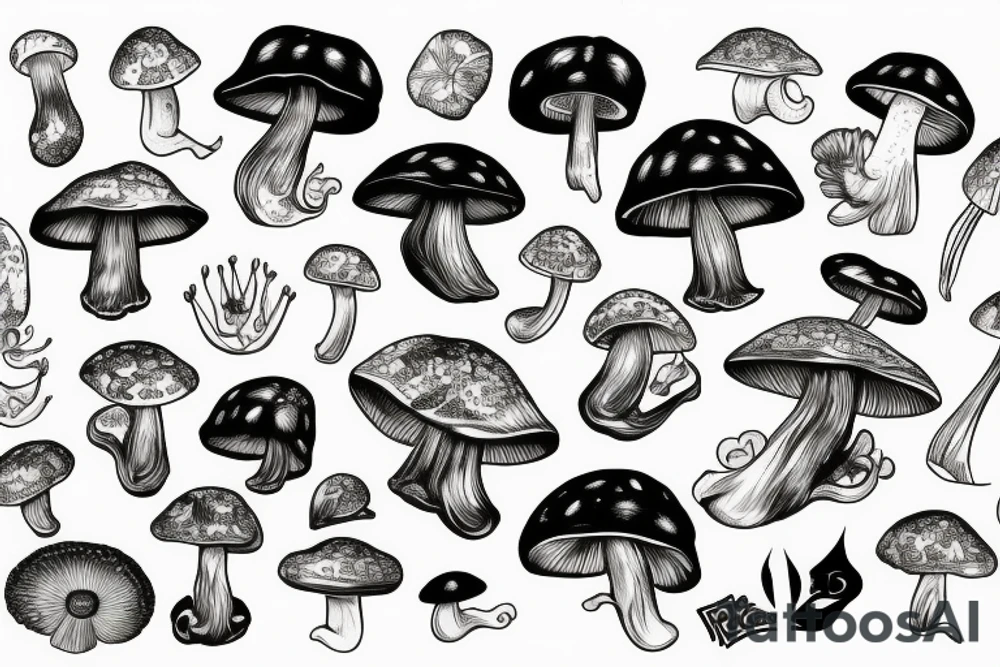 mushroom raven tattoo idea