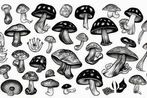 mushroom raven tattoo idea