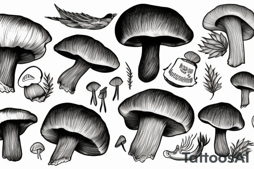 mushroom raven tattoo idea