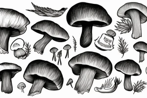 mushroom raven tattoo idea