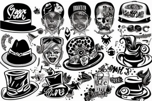 Black can with funny hat tattoo idea