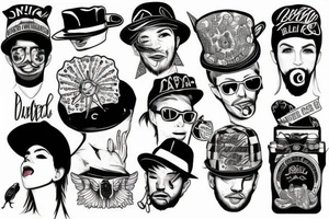 Black can with funny hat tattoo idea