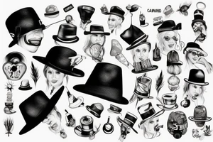 Black can with funny hat tattoo idea