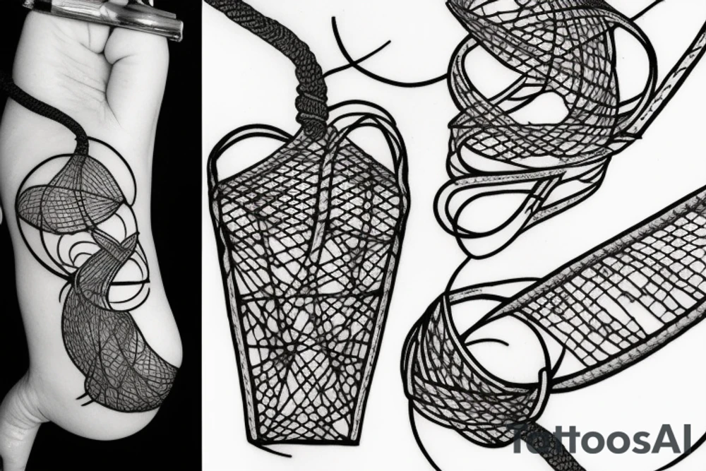 minimalist hanging rope bridge tattoo idea