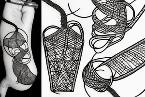 minimalist hanging rope bridge tattoo idea
