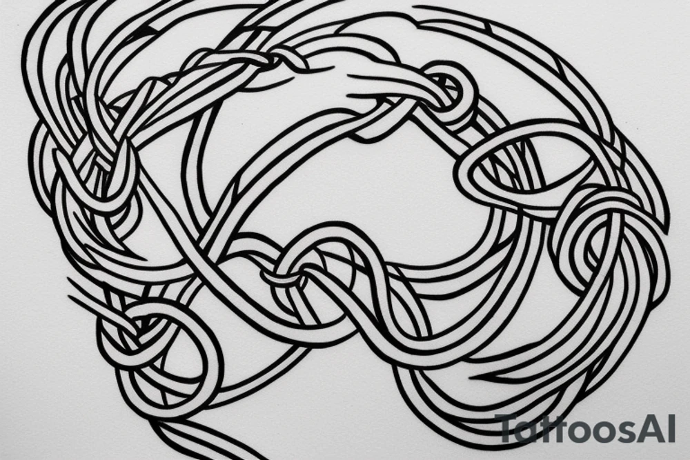 minimalist hanging rope bridge tattoo idea