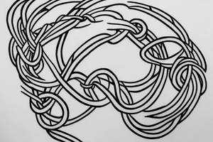 minimalist hanging rope bridge tattoo idea
