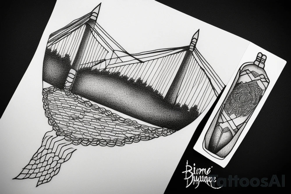 simple suspension bridge tattoo idea