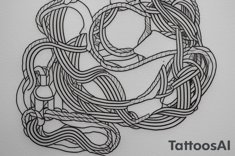 minimalist rope suspension bridge tattoo idea