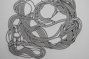 minimalist rope suspension bridge tattoo idea