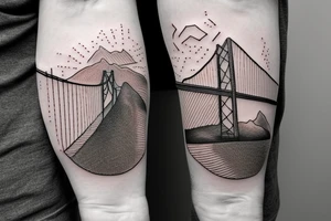 minimalist rope suspension bridge tattoo idea