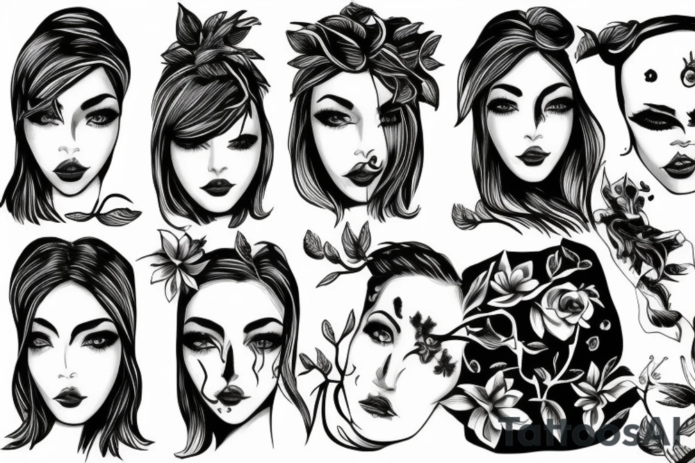 Tree with woman face tattoo idea