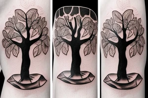 Tree with woman’s face in leaves tattoo idea